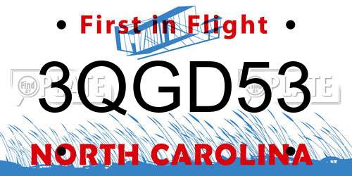 3QGD53 North Carolina License Plate