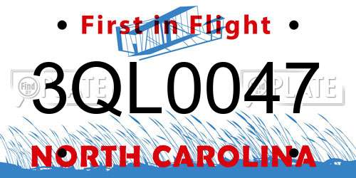 3QL0047 North Carolina License Plate