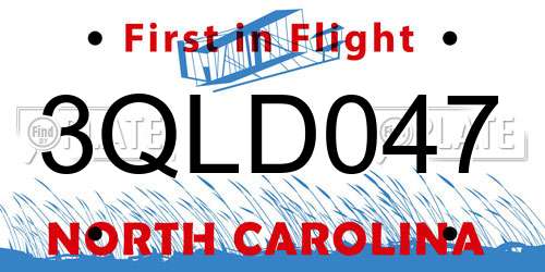 3QLD047 North Carolina License Plate