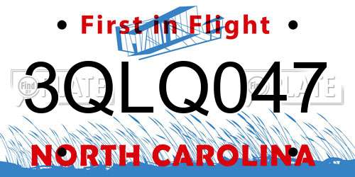 3QLQ047 North Carolina License Plate