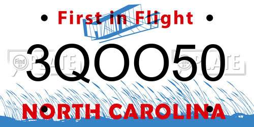 3QOO50 North Carolina License Plate