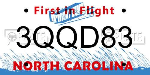 3QQD83 North Carolina License Plate