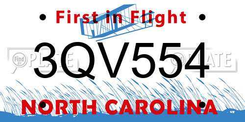 3QV554 North Carolina License Plate