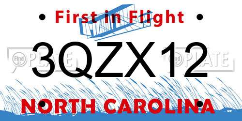 3QZX12 North Carolina License Plate