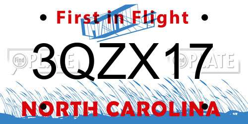 3QZX17 North Carolina License Plate
