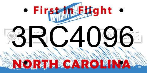 3RC4096 North Carolina License Plate