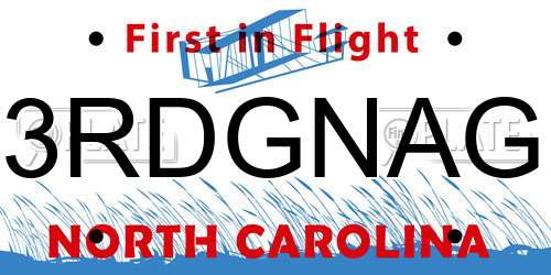 3RDGNAG North Carolina License Plate