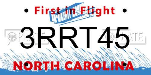 3RRT45 North Carolina License Plate