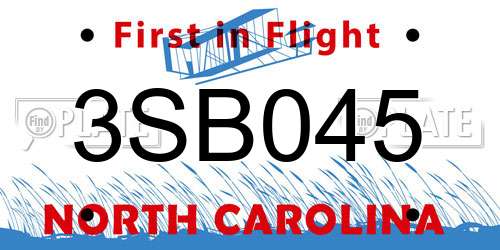 3SB045 North Carolina License Plate