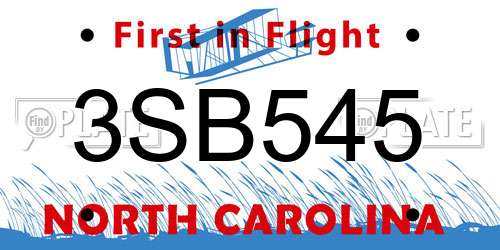 3SB545 North Carolina License Plate