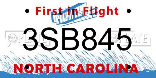 3SB845 North Carolina License Plate