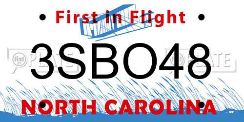 3SBO48 North Carolina License Plate