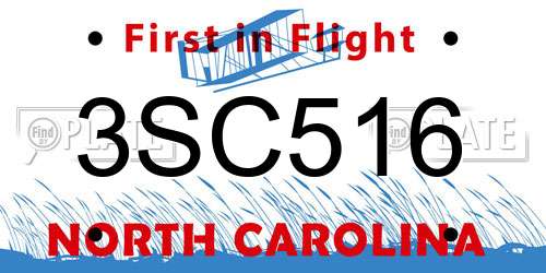 3SC516 North Carolina License Plate