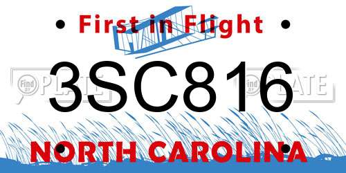 3SC816 North Carolina License Plate