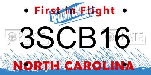 3SCB16 North Carolina License Plate