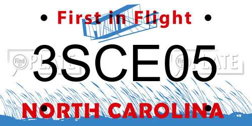 3SCE05 North Carolina License Plate