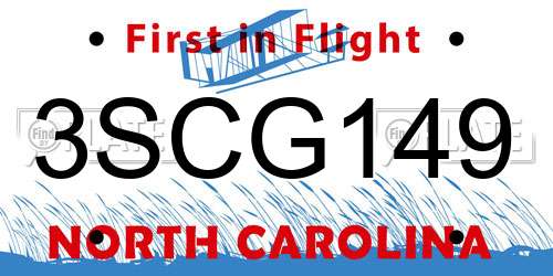 3SCG149 North Carolina License Plate
