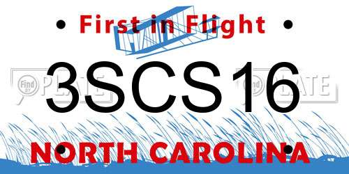 3SCS16 North Carolina License Plate