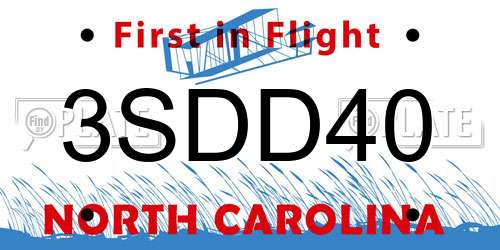 3SDD40 North Carolina License Plate