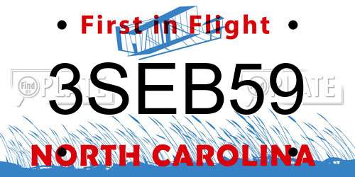3SEB59 North Carolina License Plate