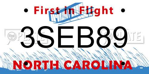 3SEB89 North Carolina License Plate