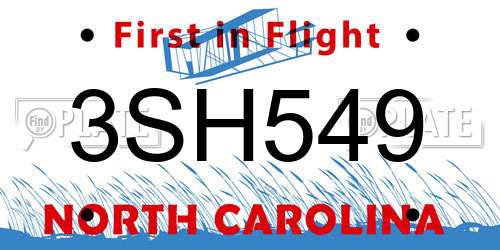 3SH549 North Carolina License Plate