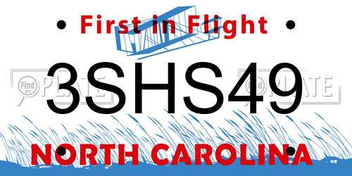 3SHS49 North Carolina License Plate