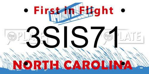 3SIS71 North Carolina License Plate