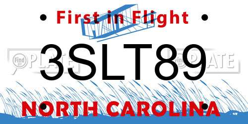 3SLT89 North Carolina License Plate