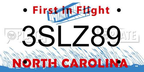 3SLZ89 North Carolina License Plate