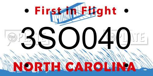 3SO040 North Carolina License Plate