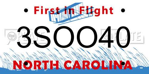 3SOO40 North Carolina License Plate
