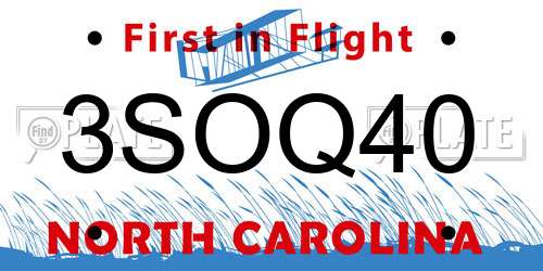 3SOQ40 North Carolina License Plate