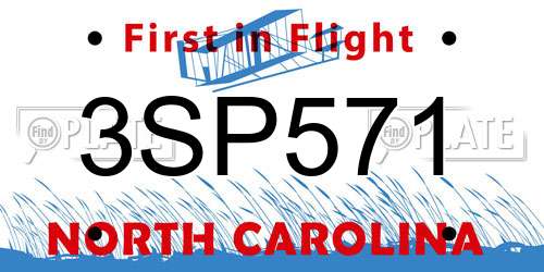 3SP571 North Carolina License Plate
