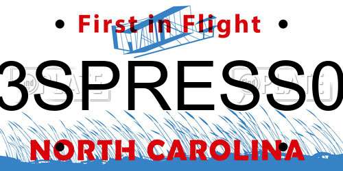 3SPRESS0 North Carolina License Plate