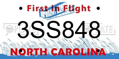 3SS848 North Carolina License Plate