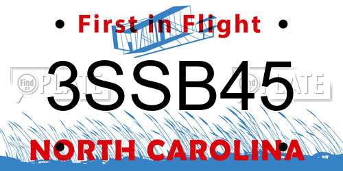3SSB45 North Carolina License Plate