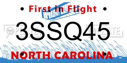 3SSQ45 North Carolina License Plate