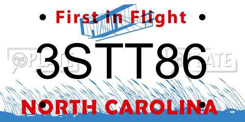 3STT86 North Carolina License Plate