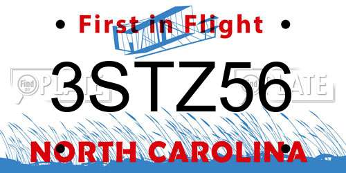 3STZ56 North Carolina License Plate