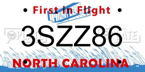 3SZZ86 North Carolina License Plate