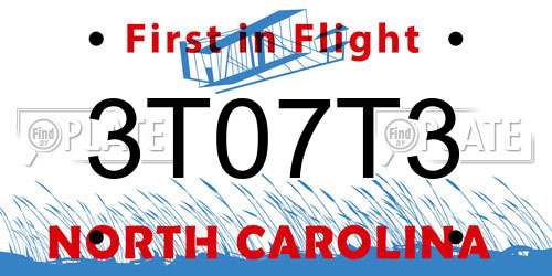 3T07T3 North Carolina License Plate