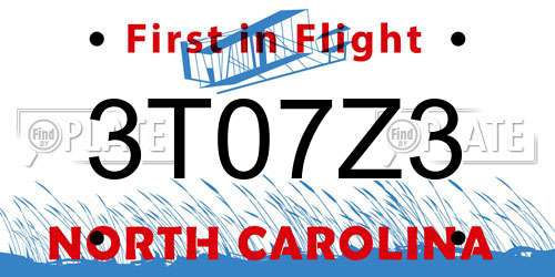 3T07Z3 North Carolina License Plate