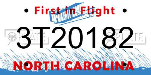 3T20182 North Carolina License Plate