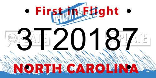 3T20187 North Carolina License Plate