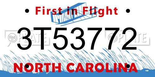 3T53772 North Carolina License Plate