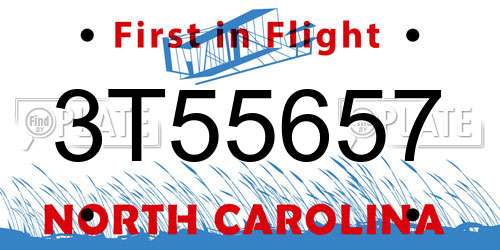 3T55657 North Carolina License Plate