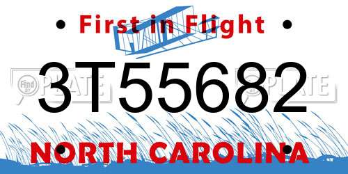 3T55682 North Carolina License Plate