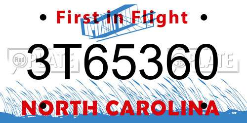 3T65360 North Carolina License Plate
