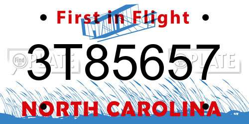 3T85657 North Carolina License Plate